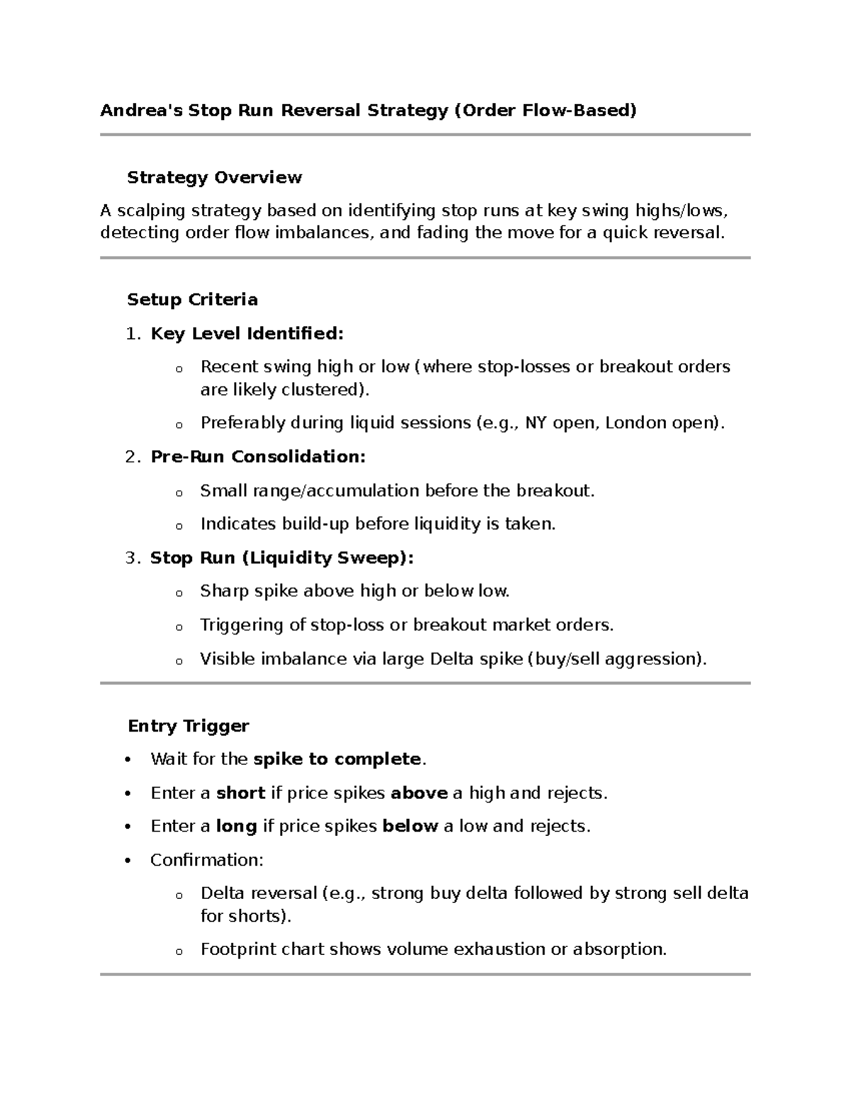Stop Run Reversal Strategy Overview (Order Strategy) - Studocu