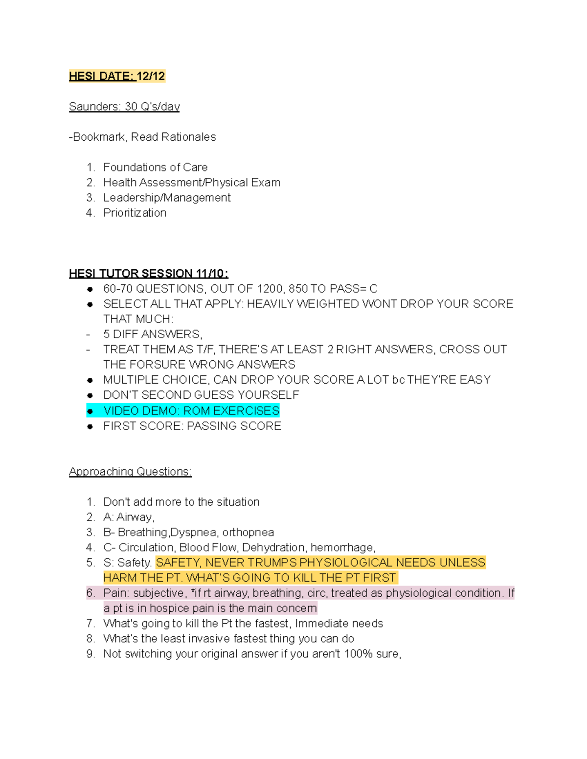 HESI Review - extensive HESI study guide - HESI DATE: 12/ Saunders: 30 ...