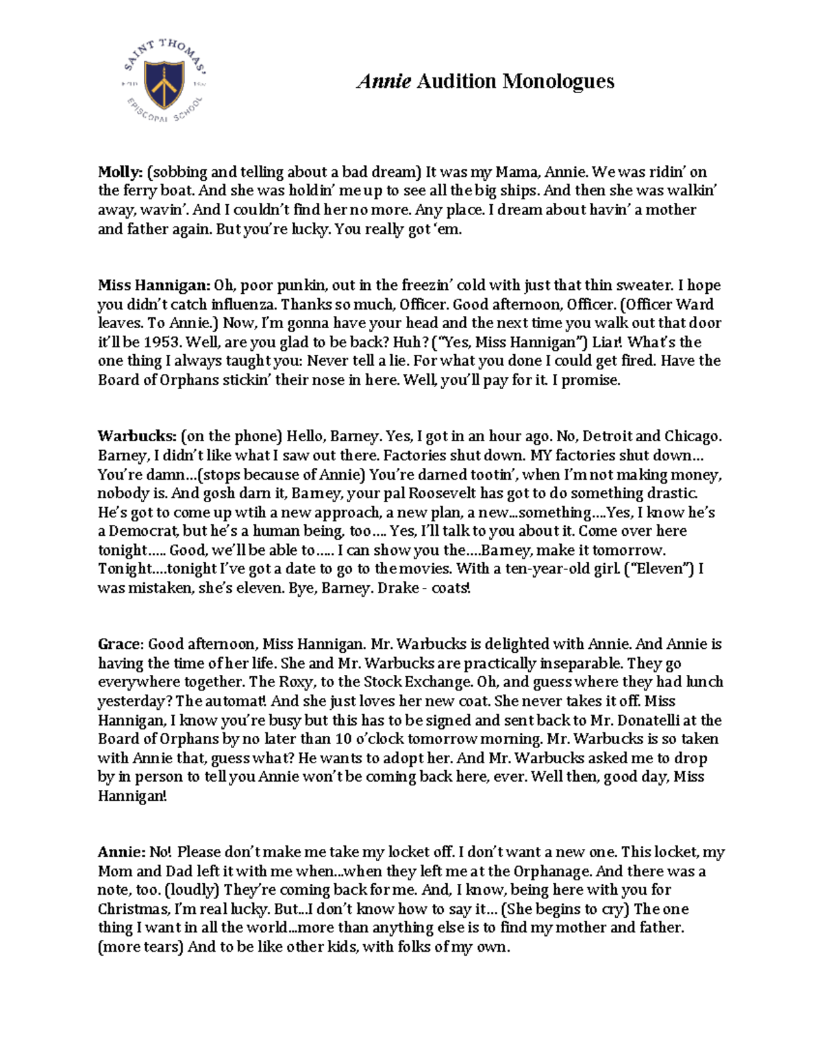Annie Audition Monologues: Emotional Scenes and Character Insights ...