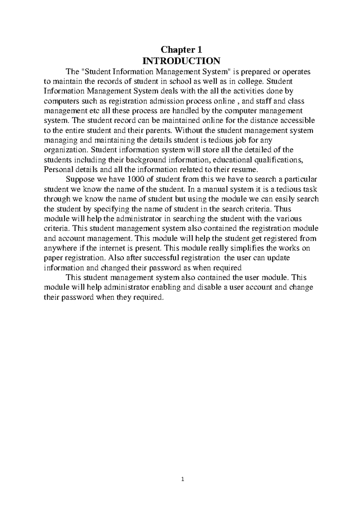 Student Information Management System (SIMS) Project Report - Studocu