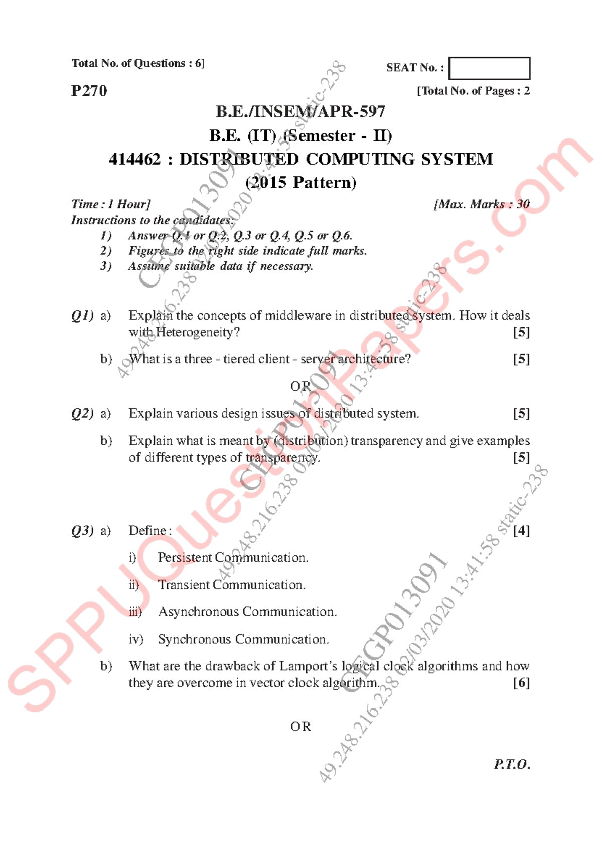 B.E. (IT) Semester II 414462: Distributed Computing System Exam Notes ...