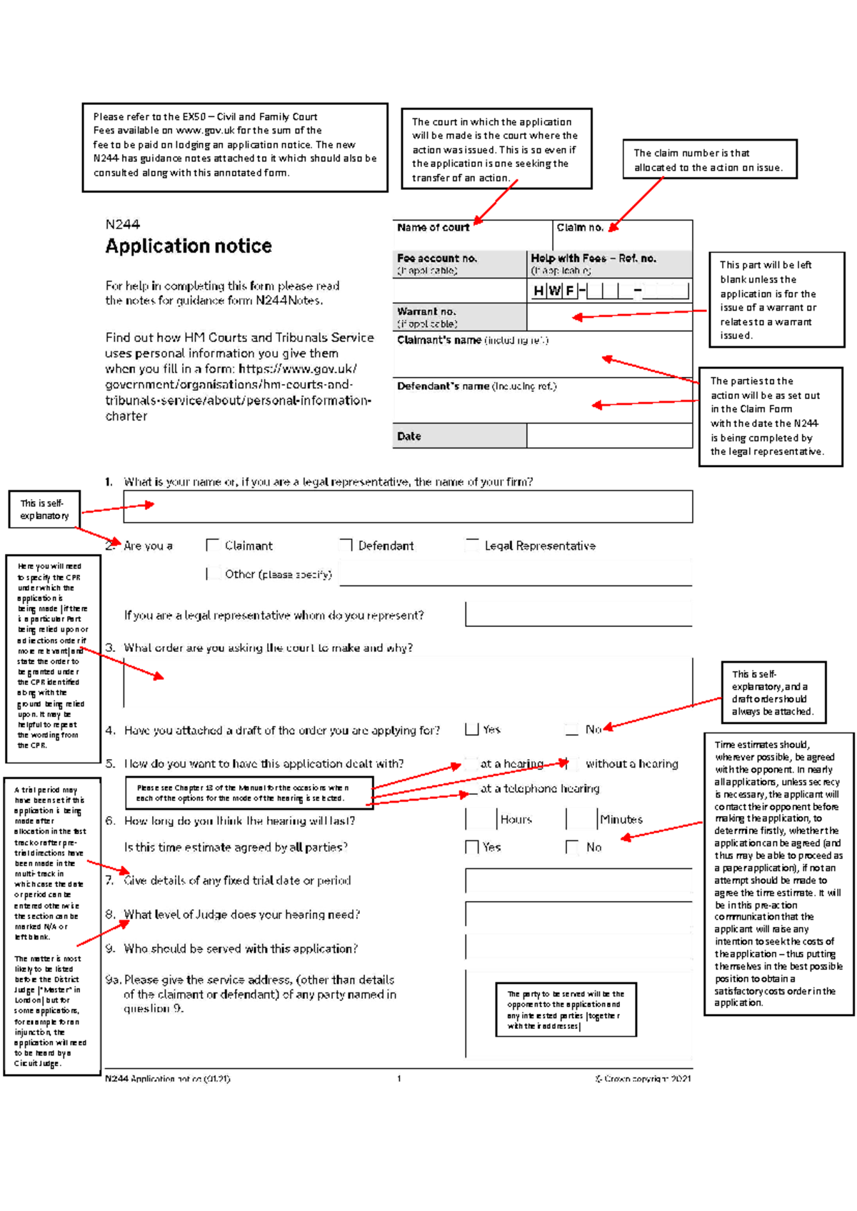 N244 annotated form - For exam - Please refer to the EX50 – Civil and ...