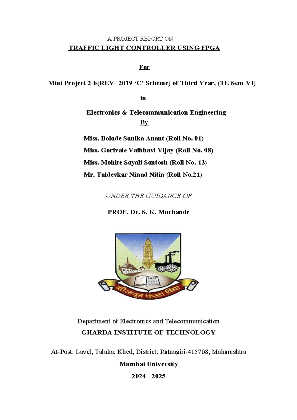 Traffic Light Controller Project Report (TE Electronics) - Studocu