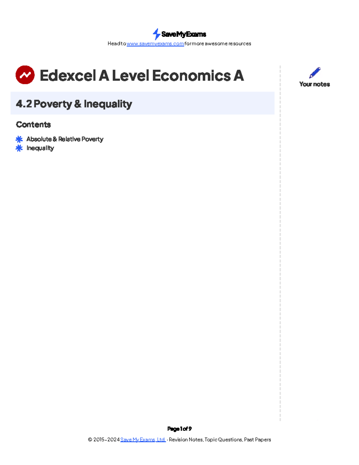 Theme 4.2 econ - Edexcel A Level Economics A 4 Poverty & Inequality ...