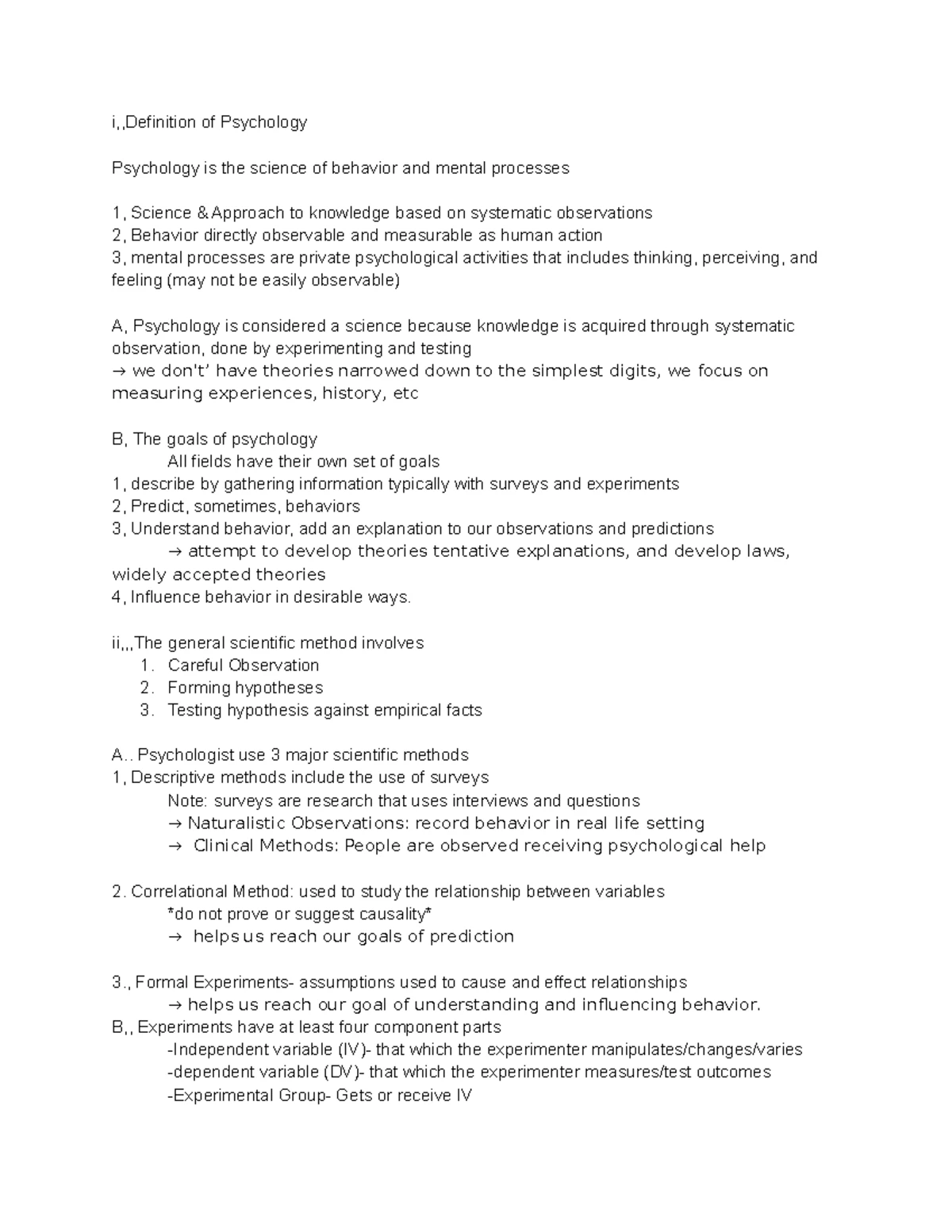 Principles of Psychology: Chapter 1 - Chapter 3 Lecture Notes - i ...