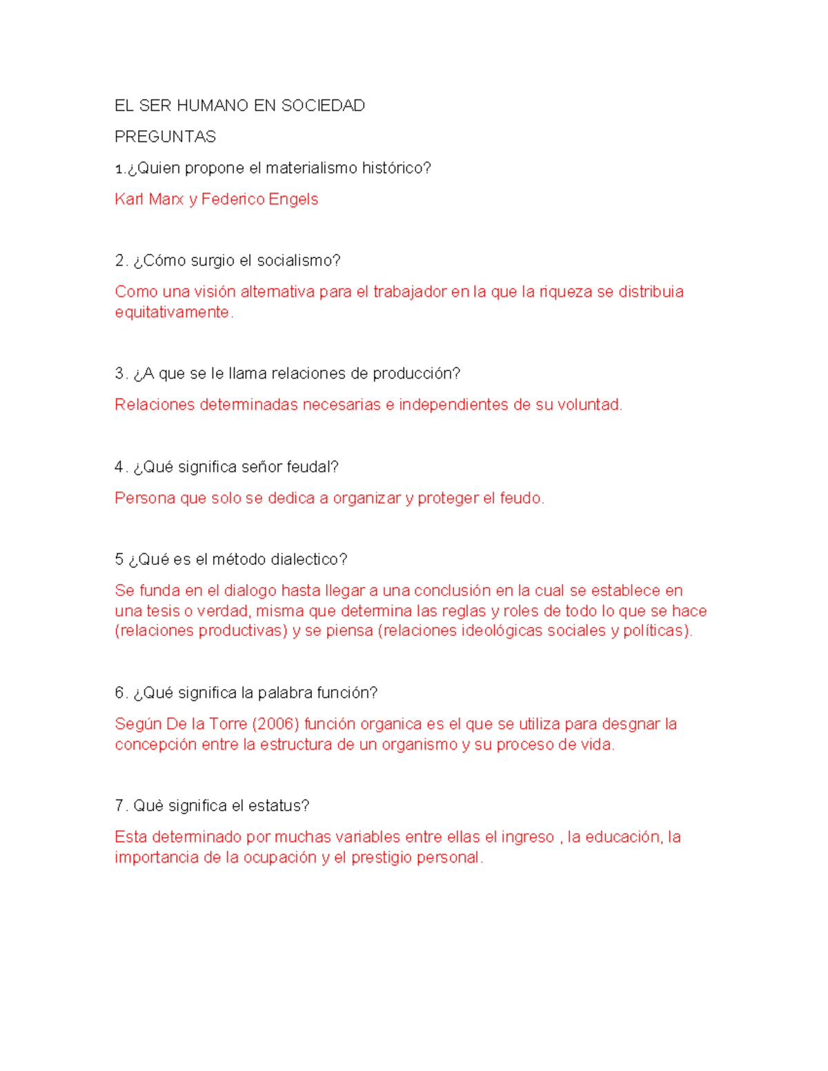 Act. 8 El ser humano en sociedad - EL SER HUMANO EN SOCIEDAD PREGUNTAS ...