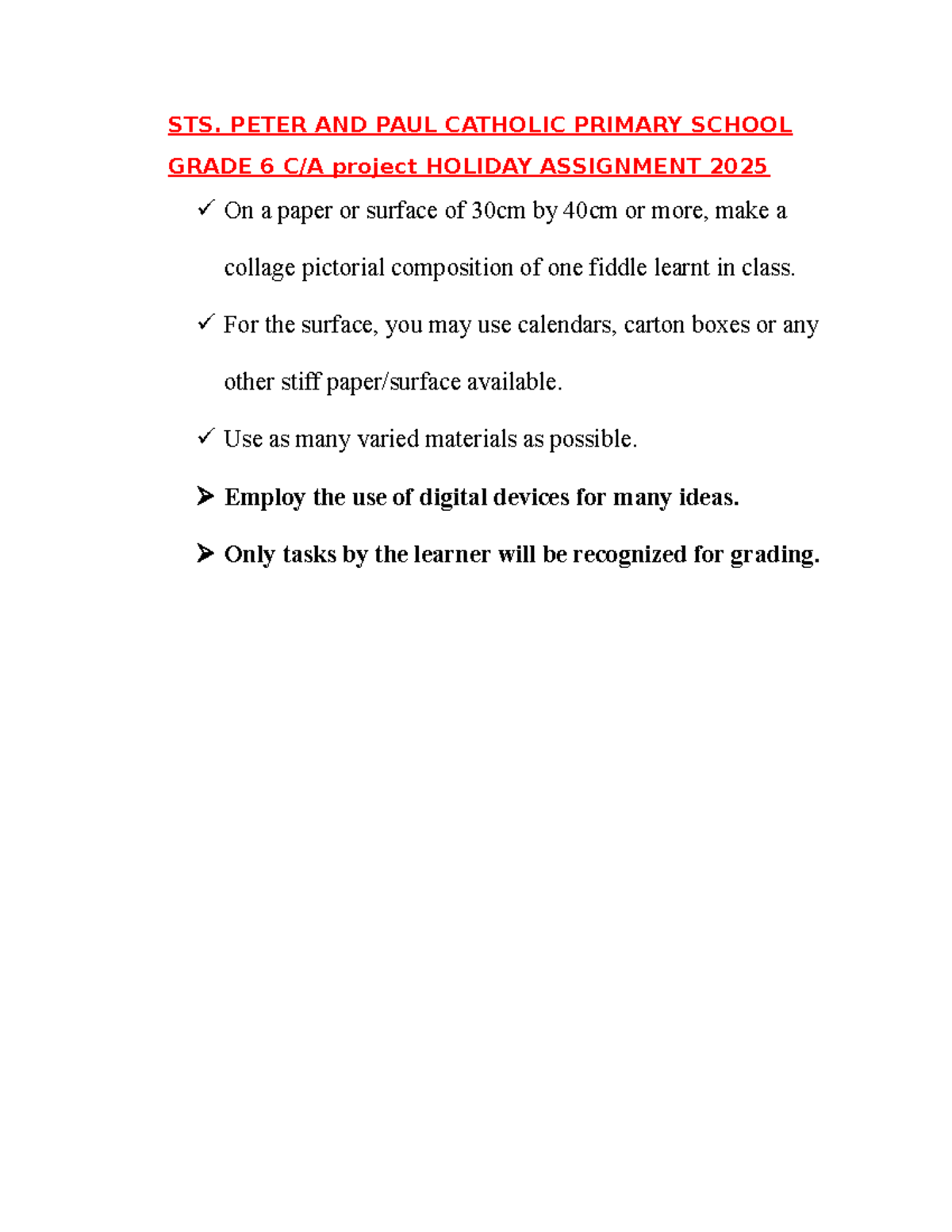 Ca 6 - nice notes - STS. PETER AND PAUL CATHOLIC PRIMARY SCHOOL GRADE 6 ...