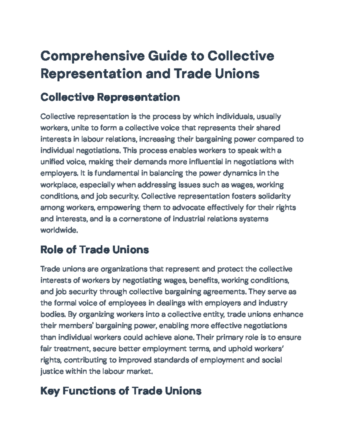 Comprehensive Guide to Collective Representation & Trade Unions ...