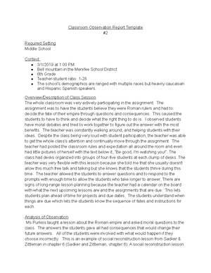 TESOL 200: Language Class Observation Report - Studocu