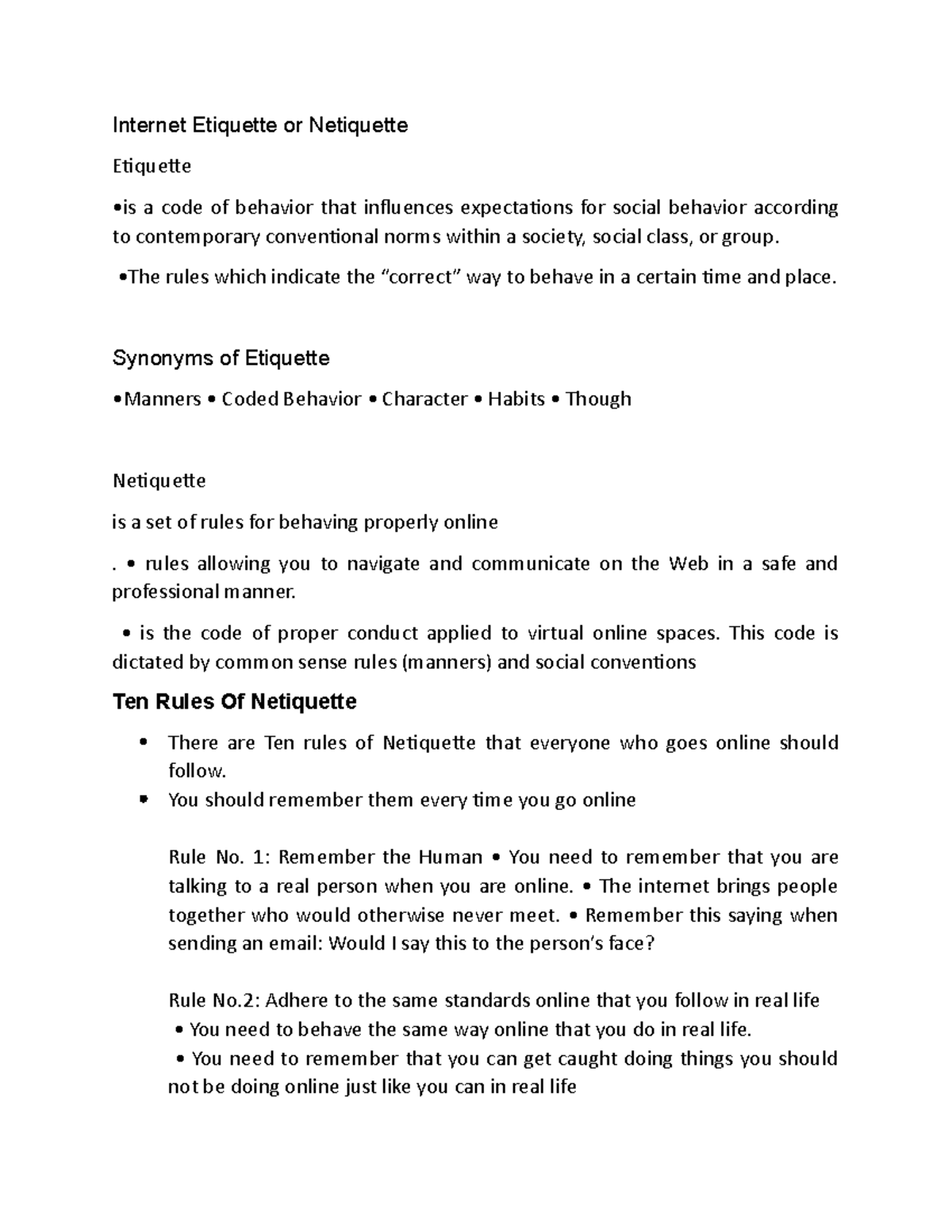 Netiquette Best Practices: Understanding Internet Etiquette Rules - Studocu