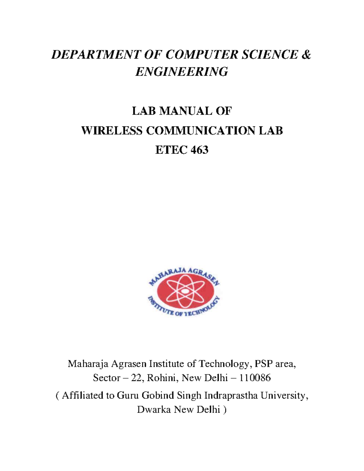 Wireless Communication Lab Manual - ETEC 463 - Studocu