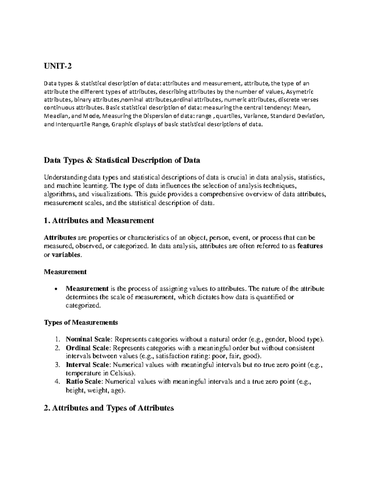 SF8 Unit-2: Comprehensive Guide to Data Types & Statistical ...