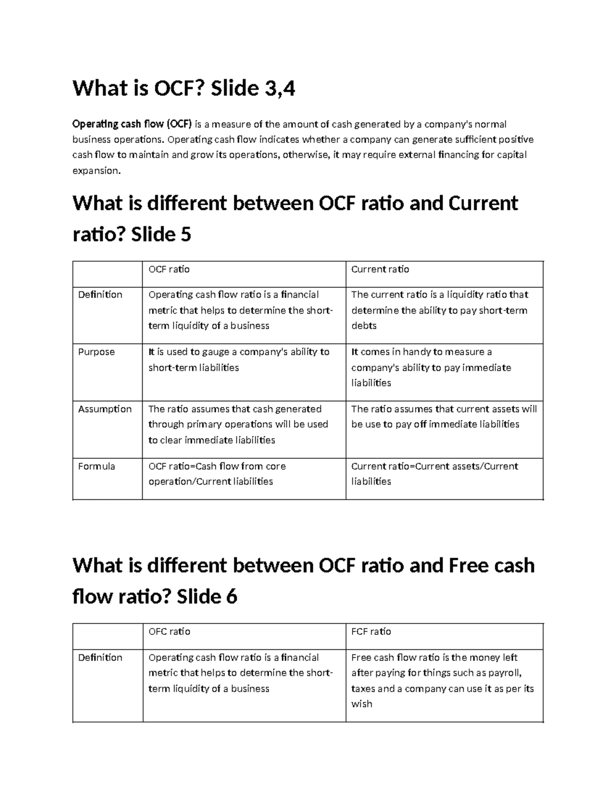 OCF & FCF Analysis: Understanding Cash Flow Methods and Impacts - Studocu