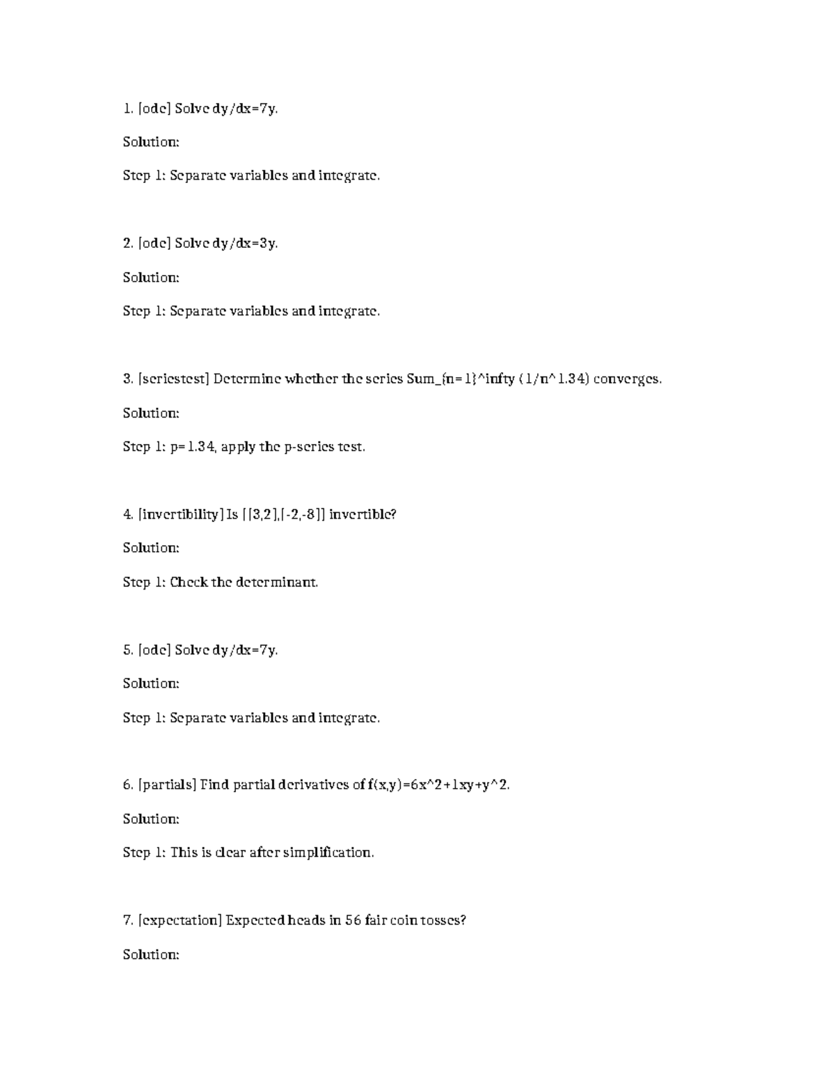 Math 1150 Series Test Solutions and Steps for Integration - Studocu