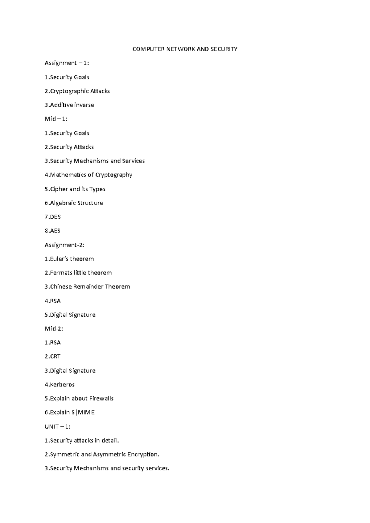 CNS 101: Assignment 1 - Security Goals & Cryptography Overview - Studocu