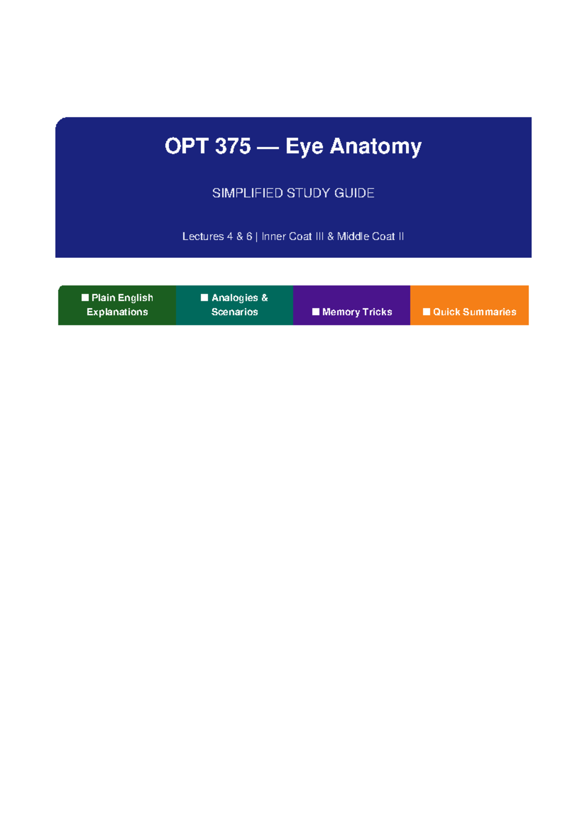 OPT 375 Eye Anatomy Study Guide: Lectures 4-6 on the Iris - Studocu