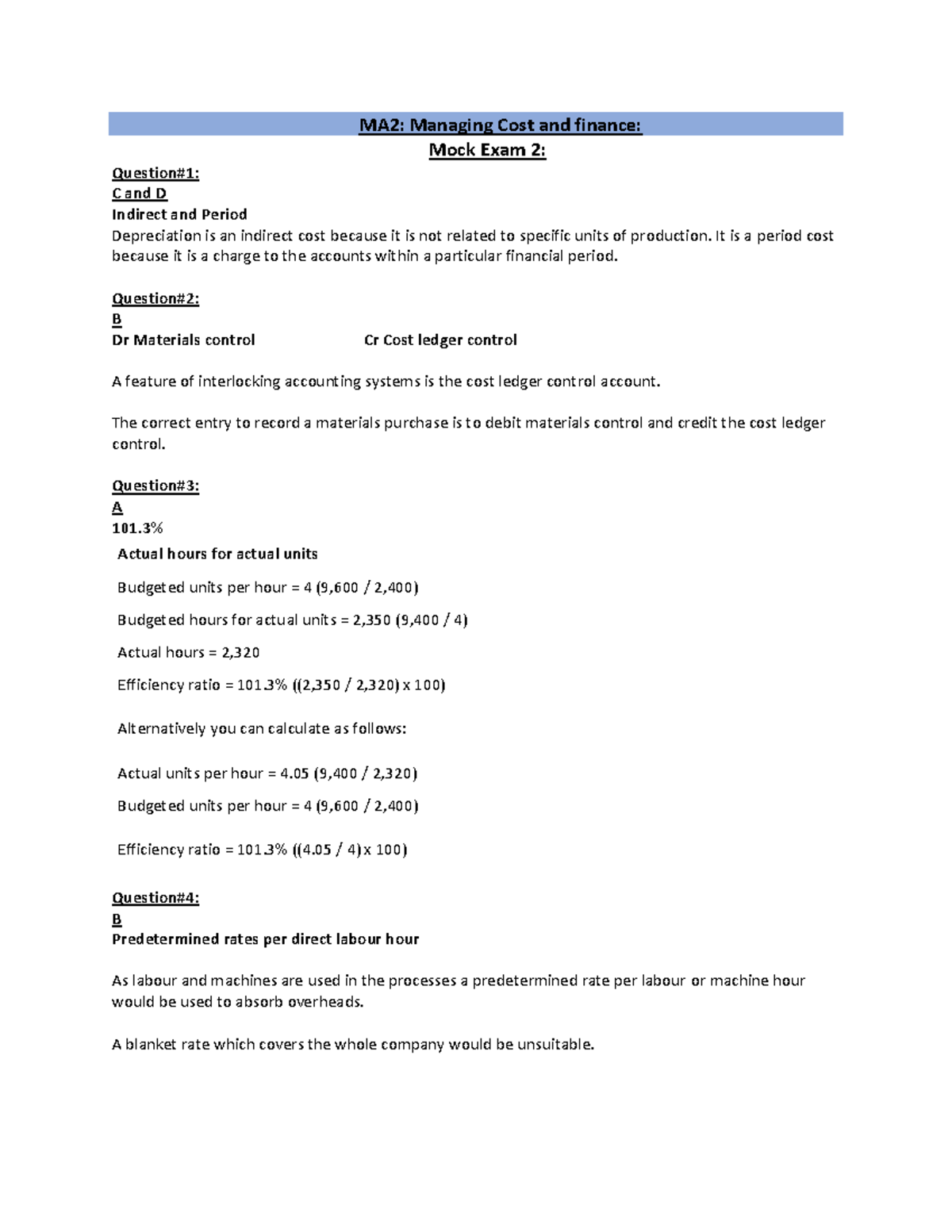MA2 Mock Exam 2 Solutions and Key Insights - Studocu