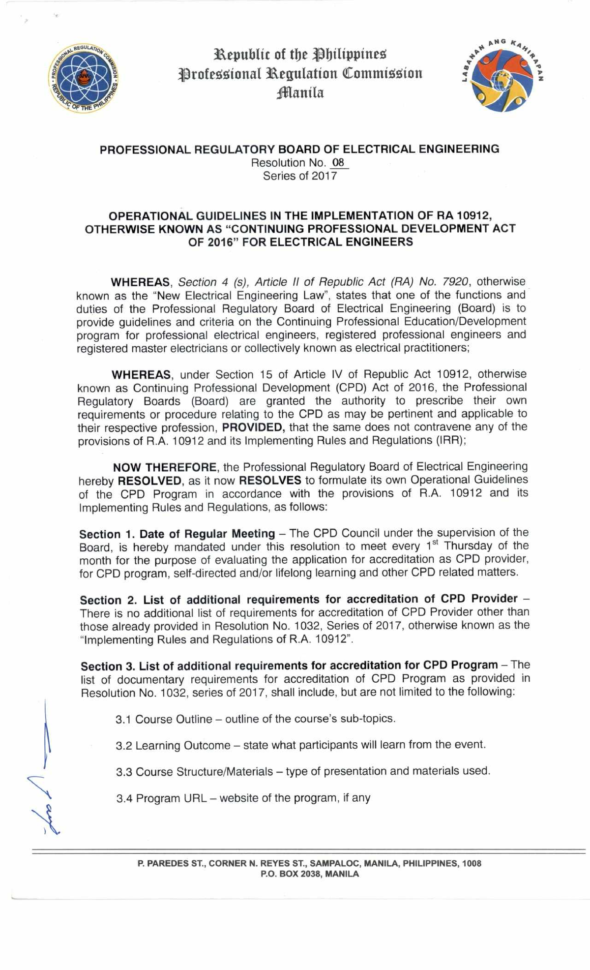 CPD - Operational Guidelines for Electrical Engineers in the ...