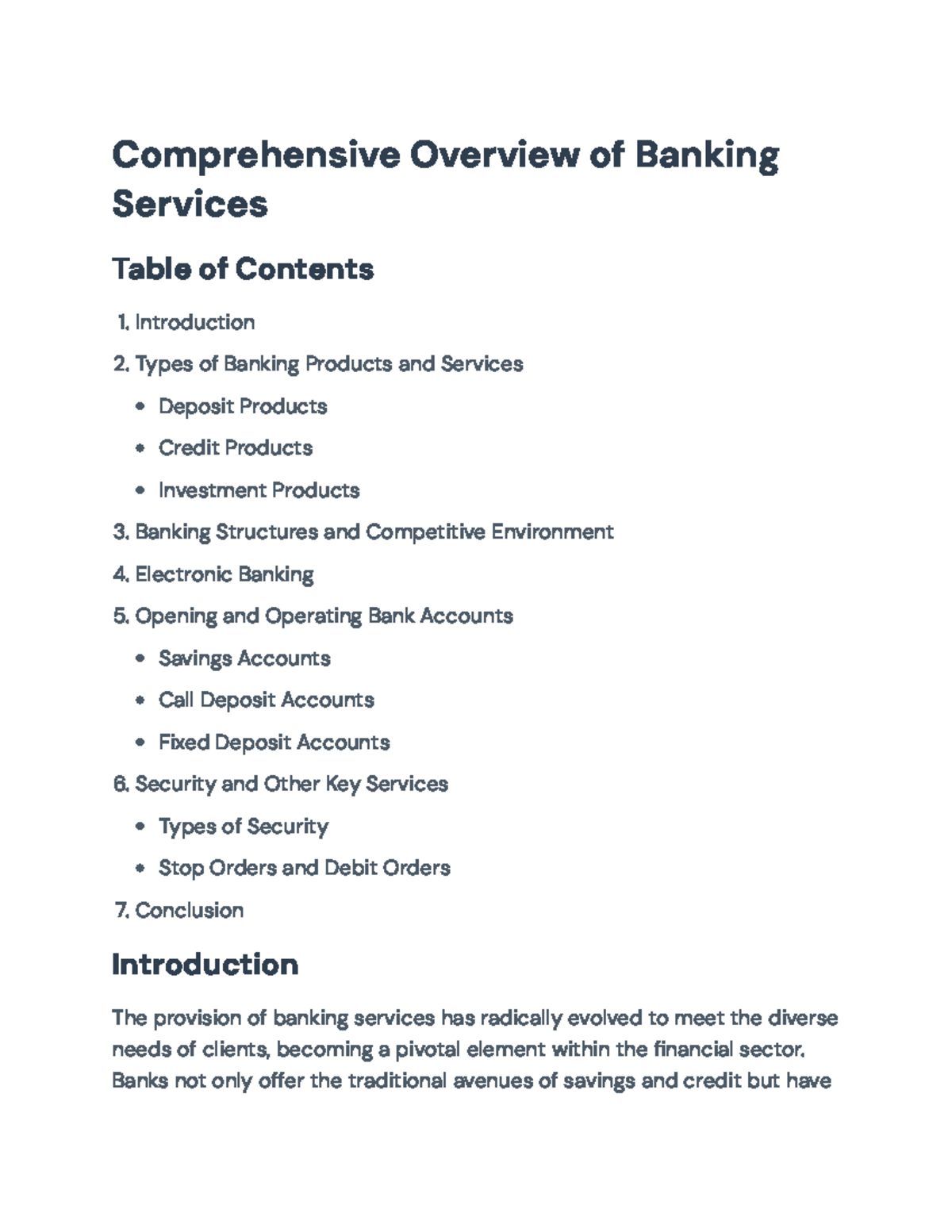 Comprehensive Overview of Banking Services: Products & Security ...