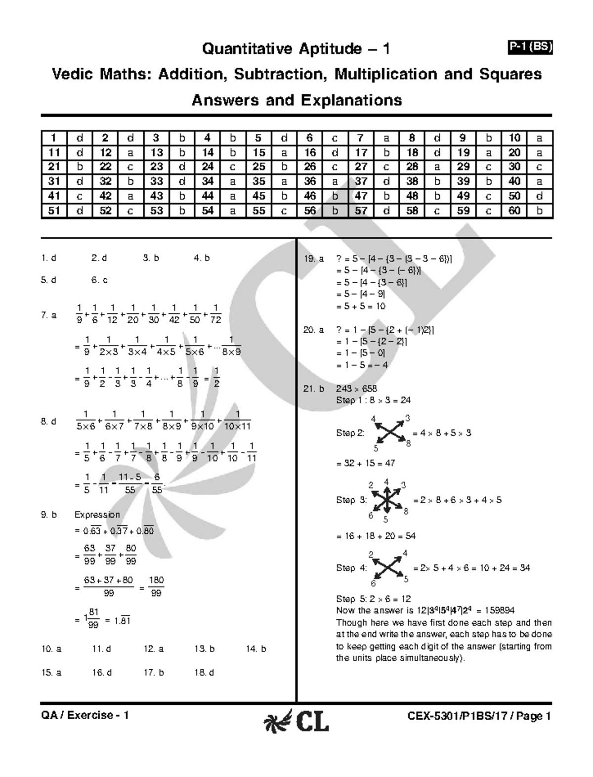 (BS) Quantitative Aptitude 1 Vedic Maths: Answers & Explanations for ...