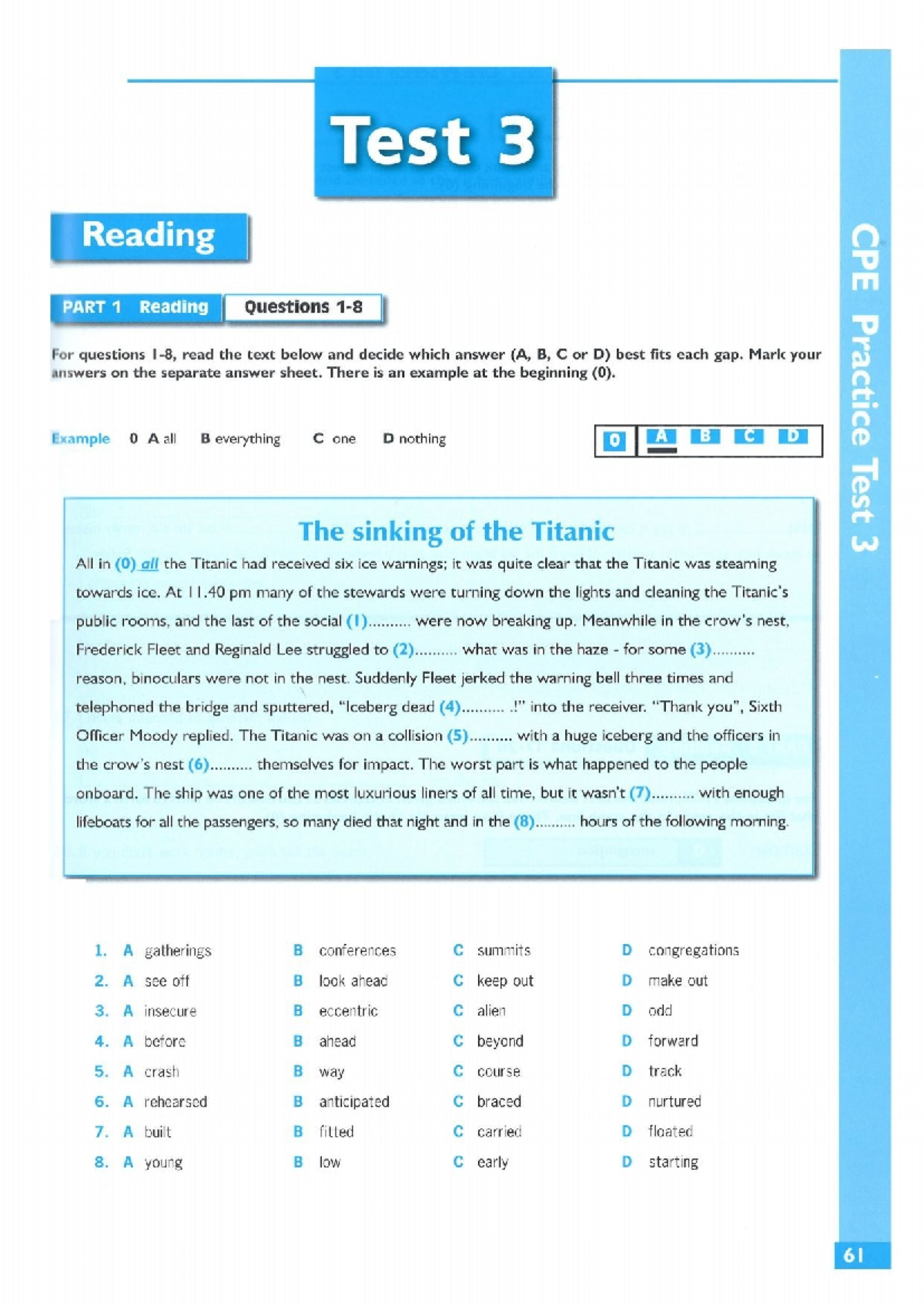 CPE Practice Test 3: Reading and Listening Questions - Studocu