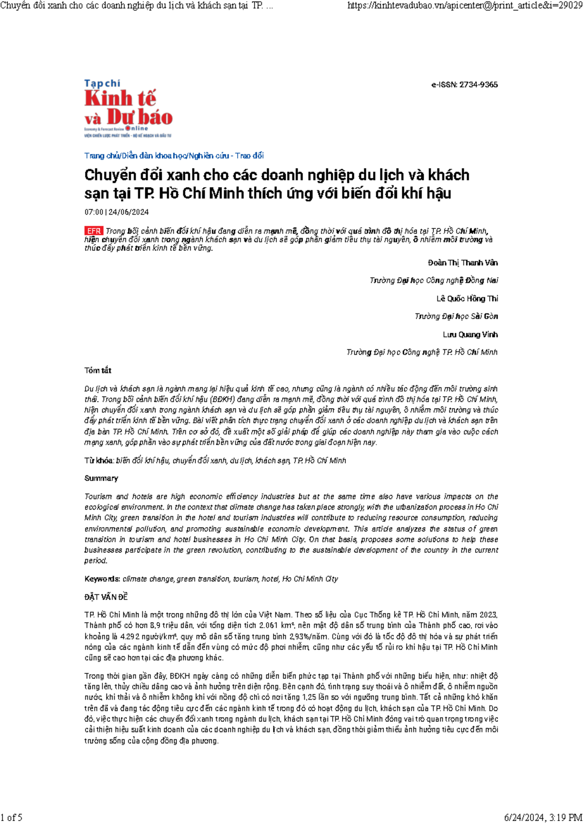 Du lich bdkh - Kinh tế biến đổi khí hậu - e-ISSN: 2734- 07:00 | 24/06 ...