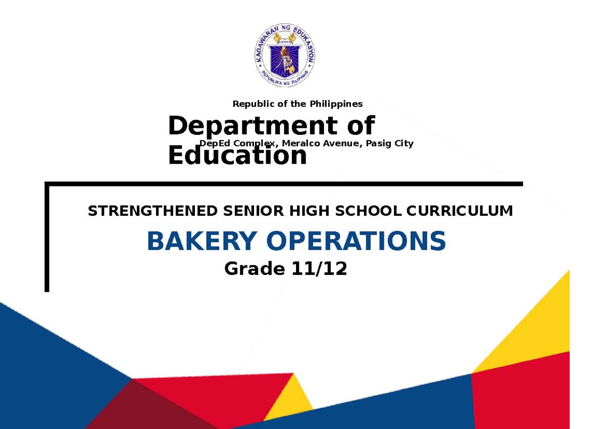 Bakery Operations Course Description - TVL 11 - Studocu