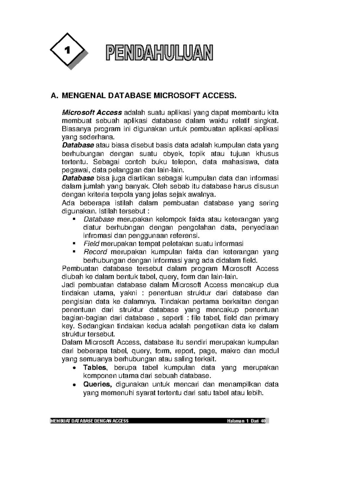 Modul Aplikasi Database Microsoft Access 07: Pengenalan dan Langkah ...