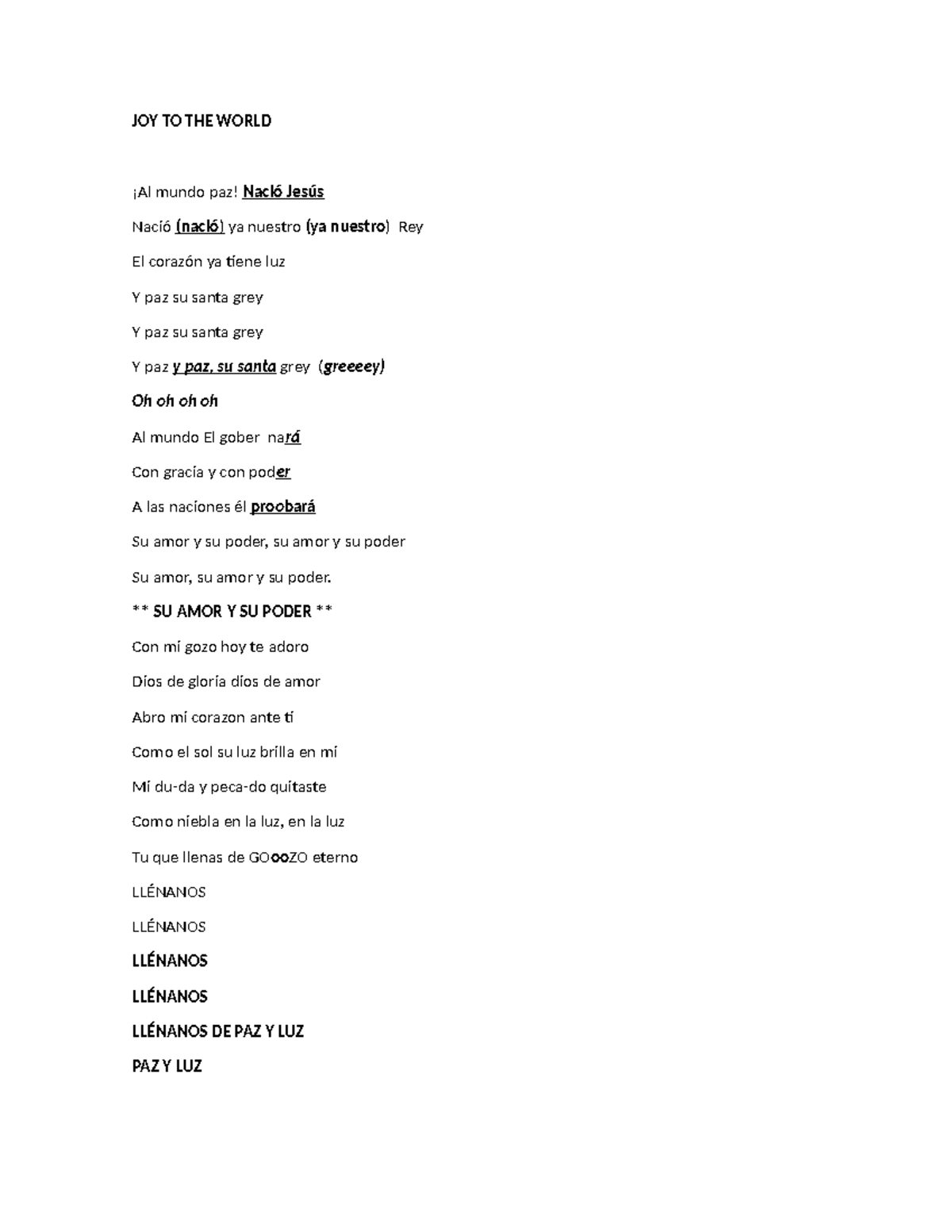 JOY TO THE World - letra cancion - JOY TO THE WORLD ¡Al mundo paz ...