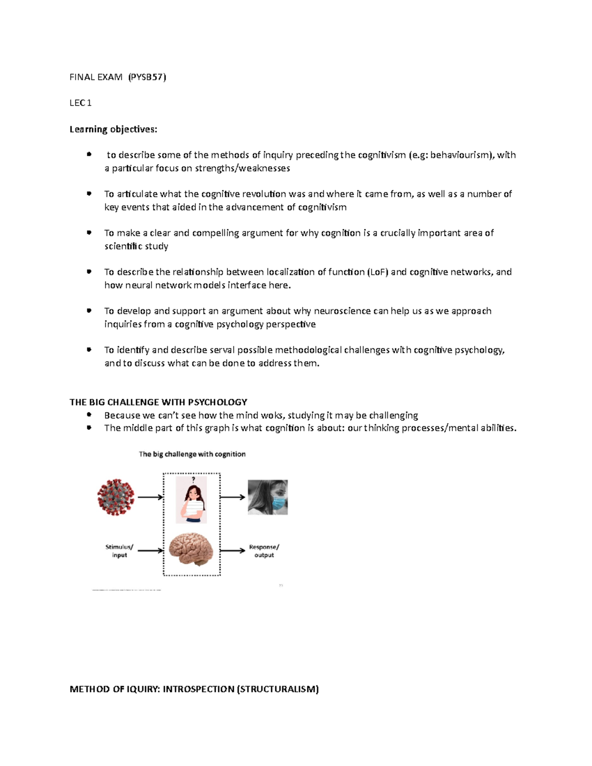 PSYB57 LEC 1 Notes Final EXAM - FINAL EXAM (PYSB57) LEC 1 Learning ...
