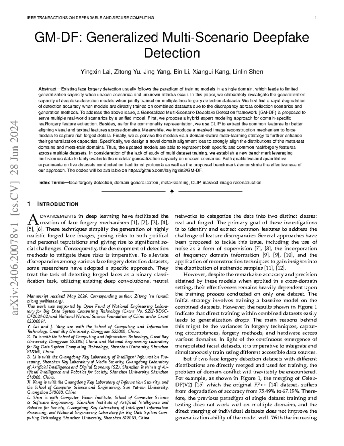 Generalized Deepfake Detection Framework for Multi-Domain Training (C23 ...