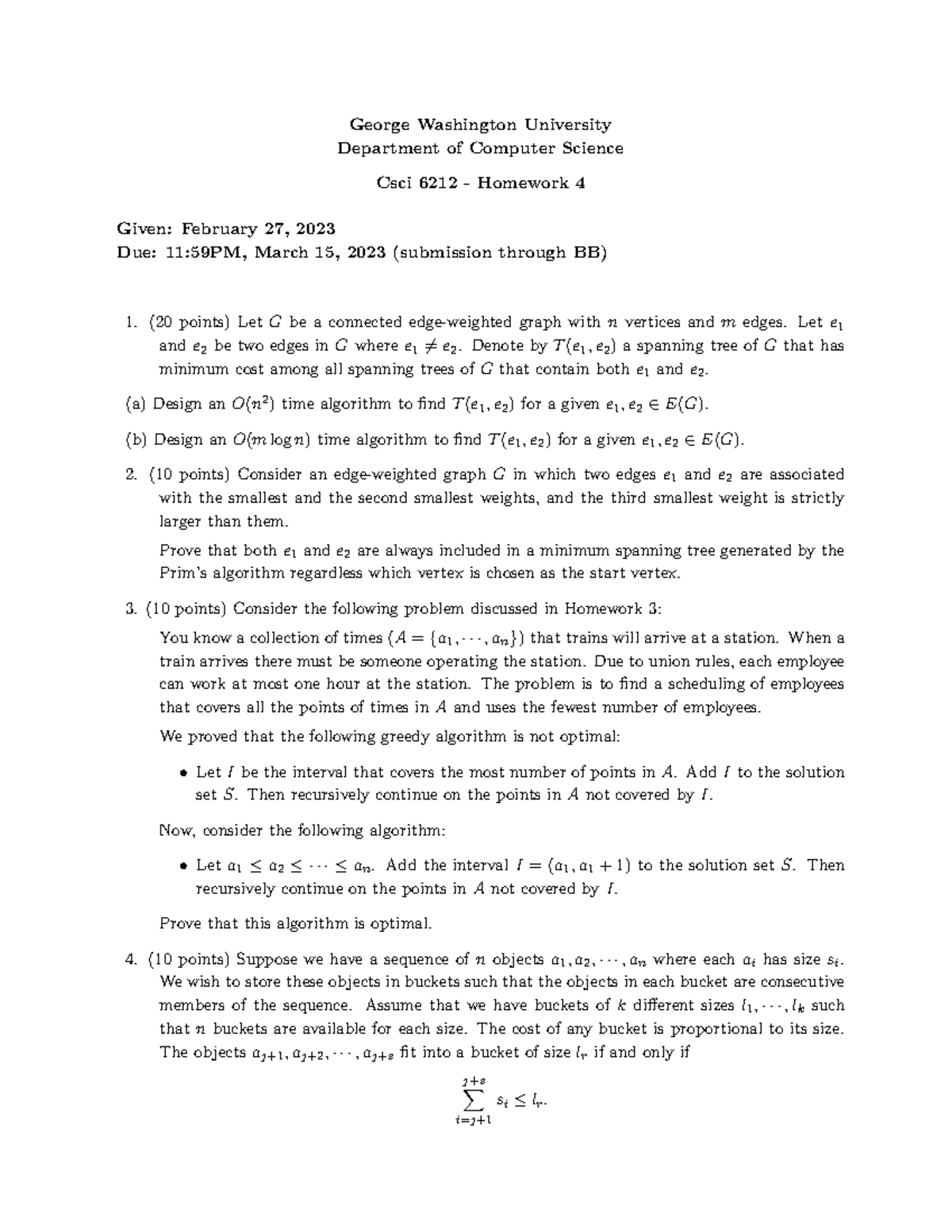 Hw4 - HW4 Assignment Questions - George Washington University ...