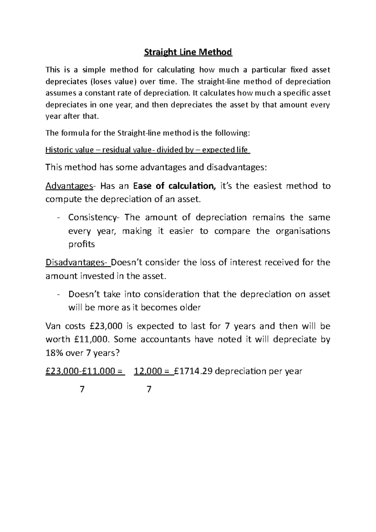 Straight Line Method and balance method - Straight Line Method This is ...