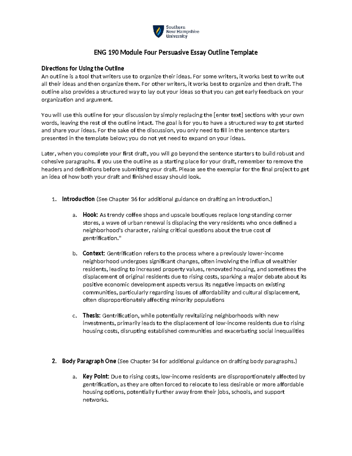 ENG 190 Module Four Persuasive Essay Outline Template - For some ...