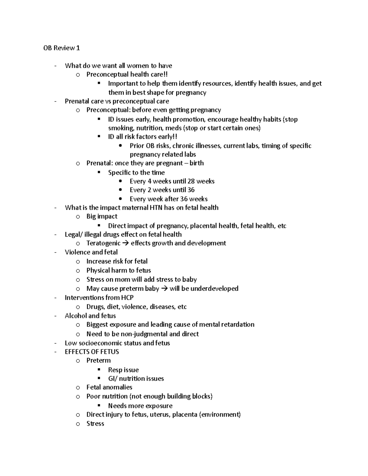 OB Test Review 1 - UTA: Maternal Health & Fetal Development Insights ...