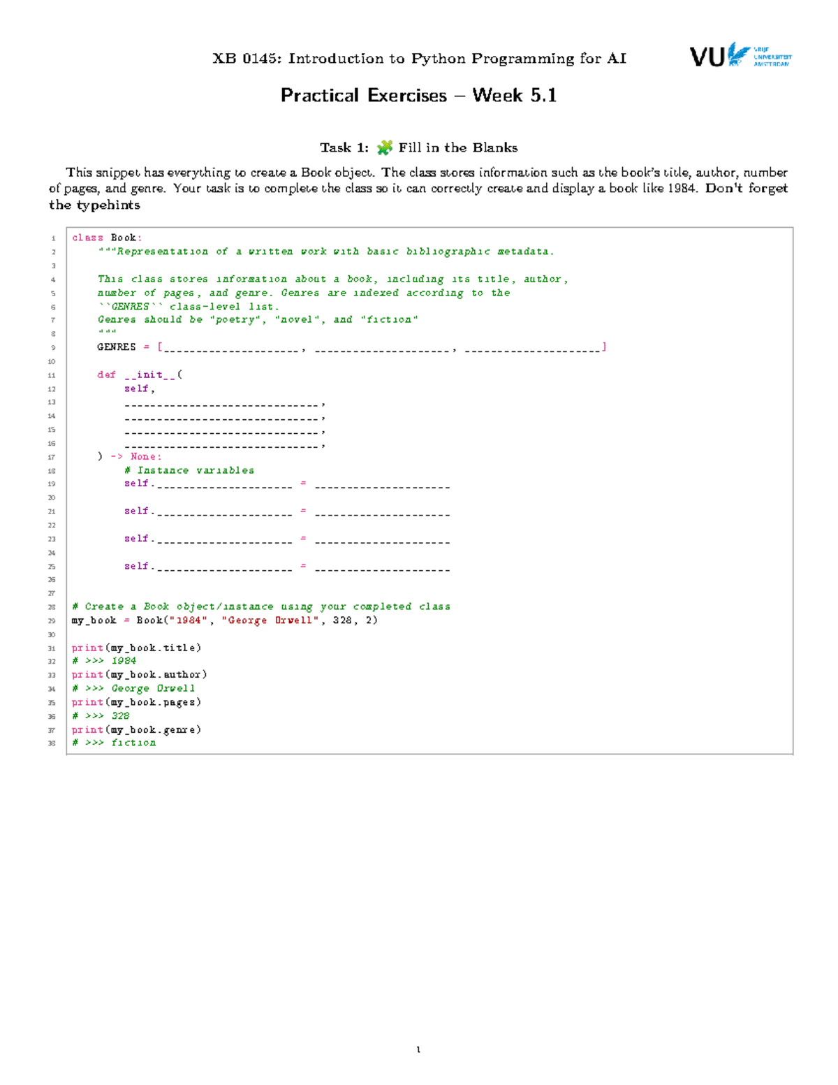 XB 0145: Practical Exercises for Python Programming in AI - Week 5.1 ...