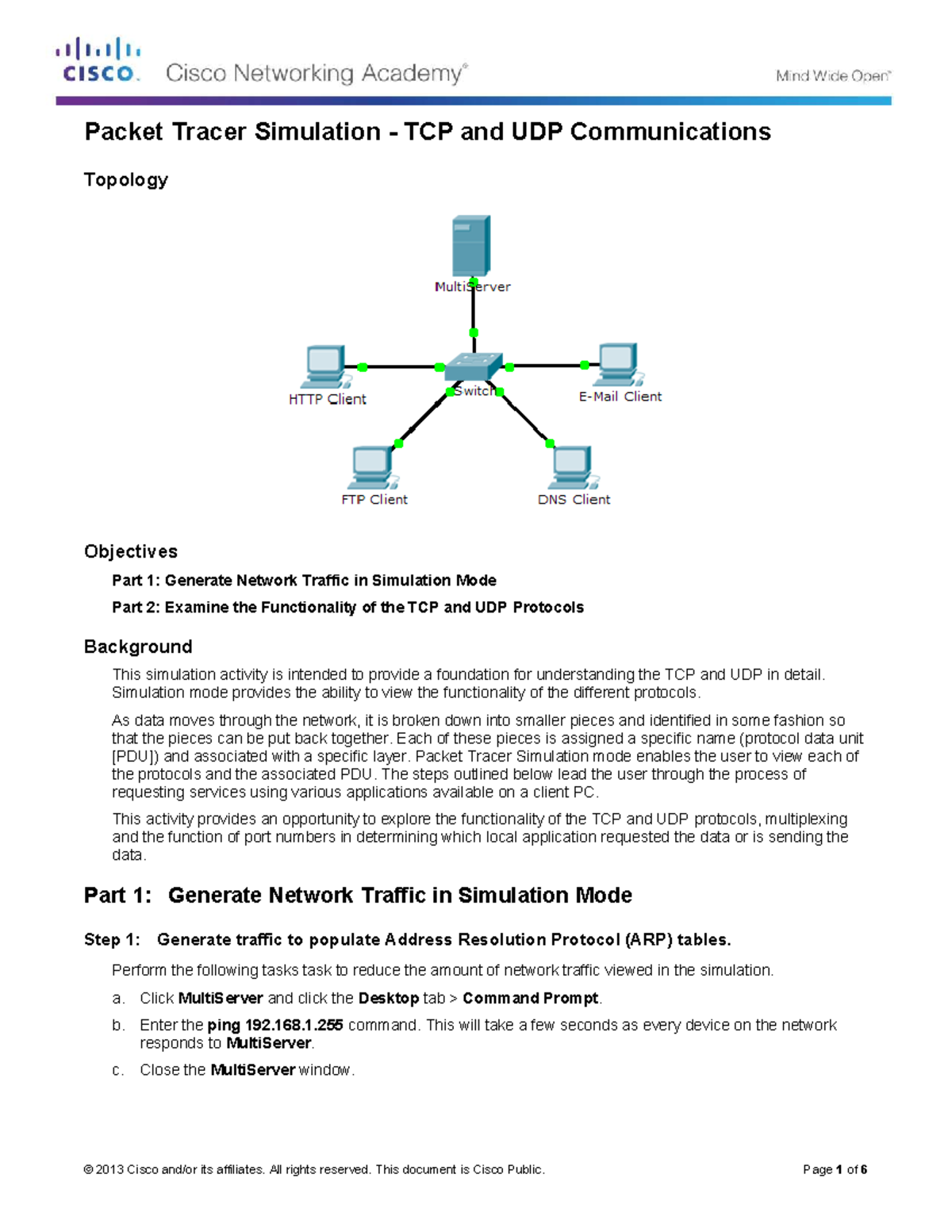 Packet Tracer Simulation: TCP & UDP Protocols Exploration (Part 1 & 2 ...