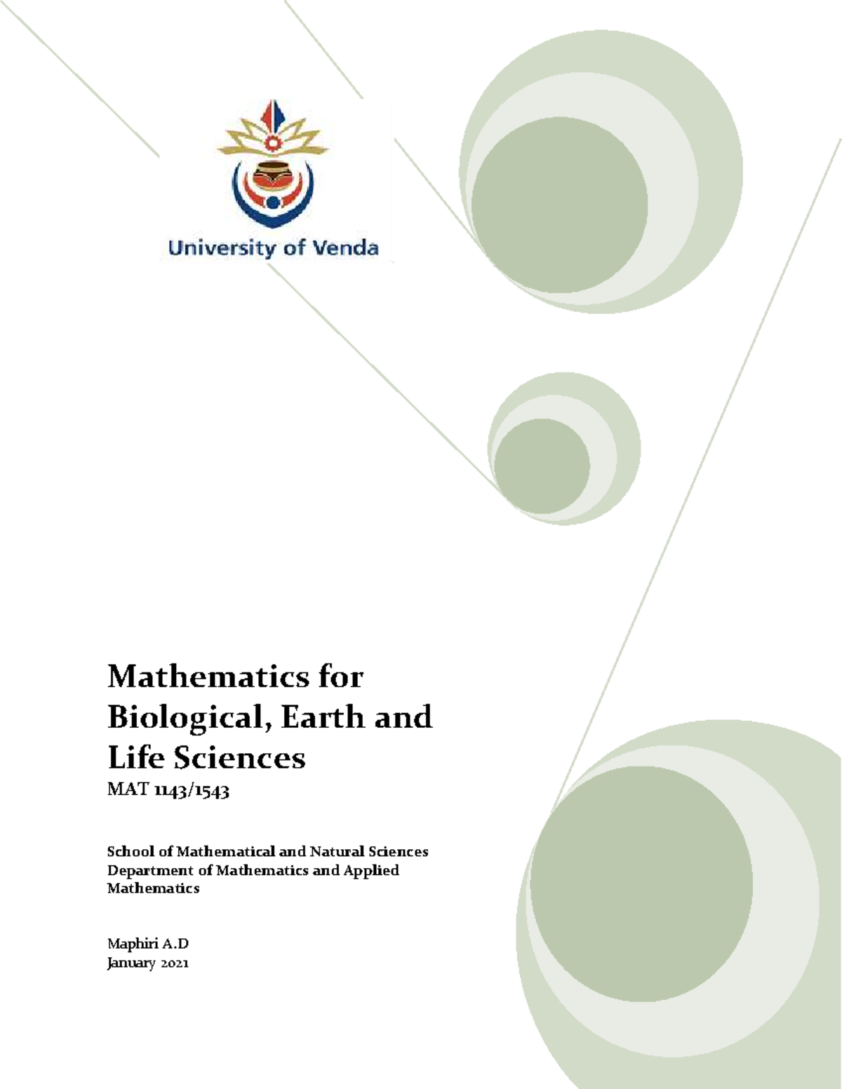 MAT 1543 Lecture Notes on Functions and Derivatives - Studocu