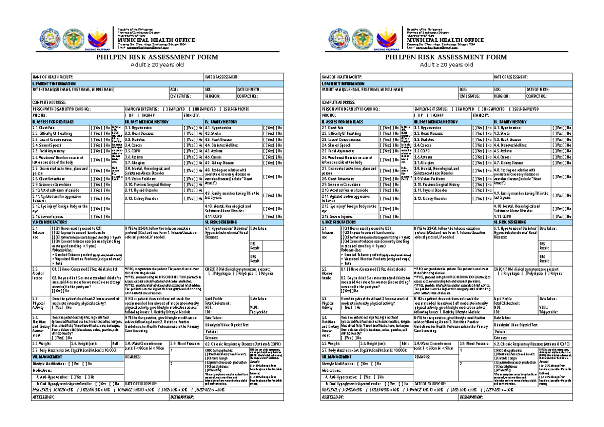 [2026] Philpen NCD Risk Assessment Form - Studocu