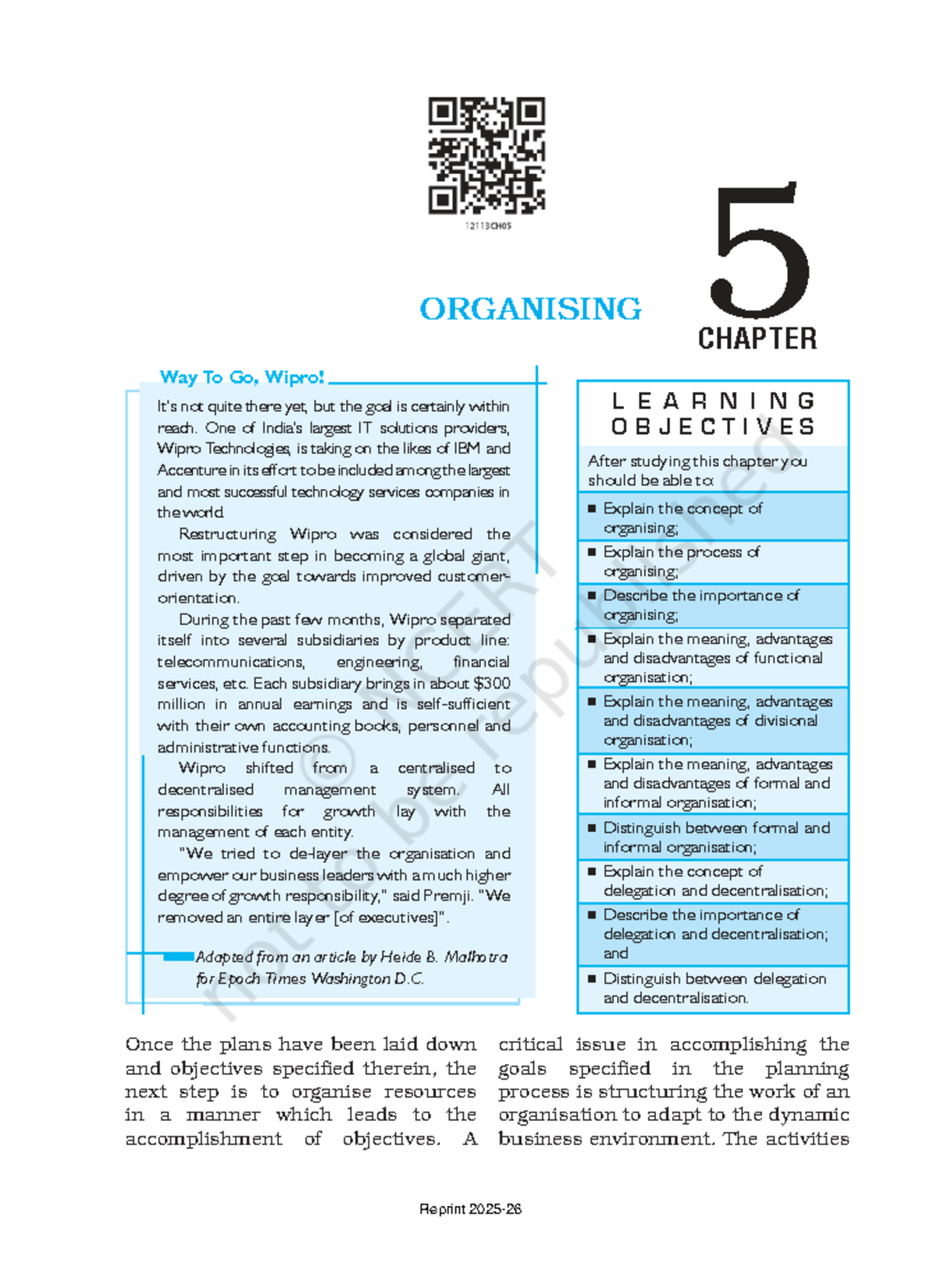 Organising in Management: Chapter 5 Insights on Wipro's Strategy - Studocu