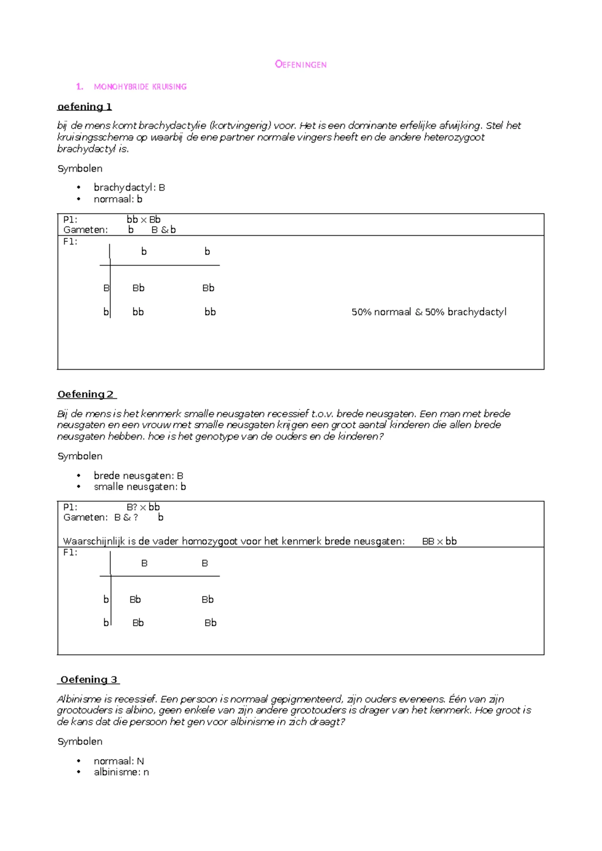 Thema 3 Oefeningen: Modificaties en Mutaties in Genetica - Studocu