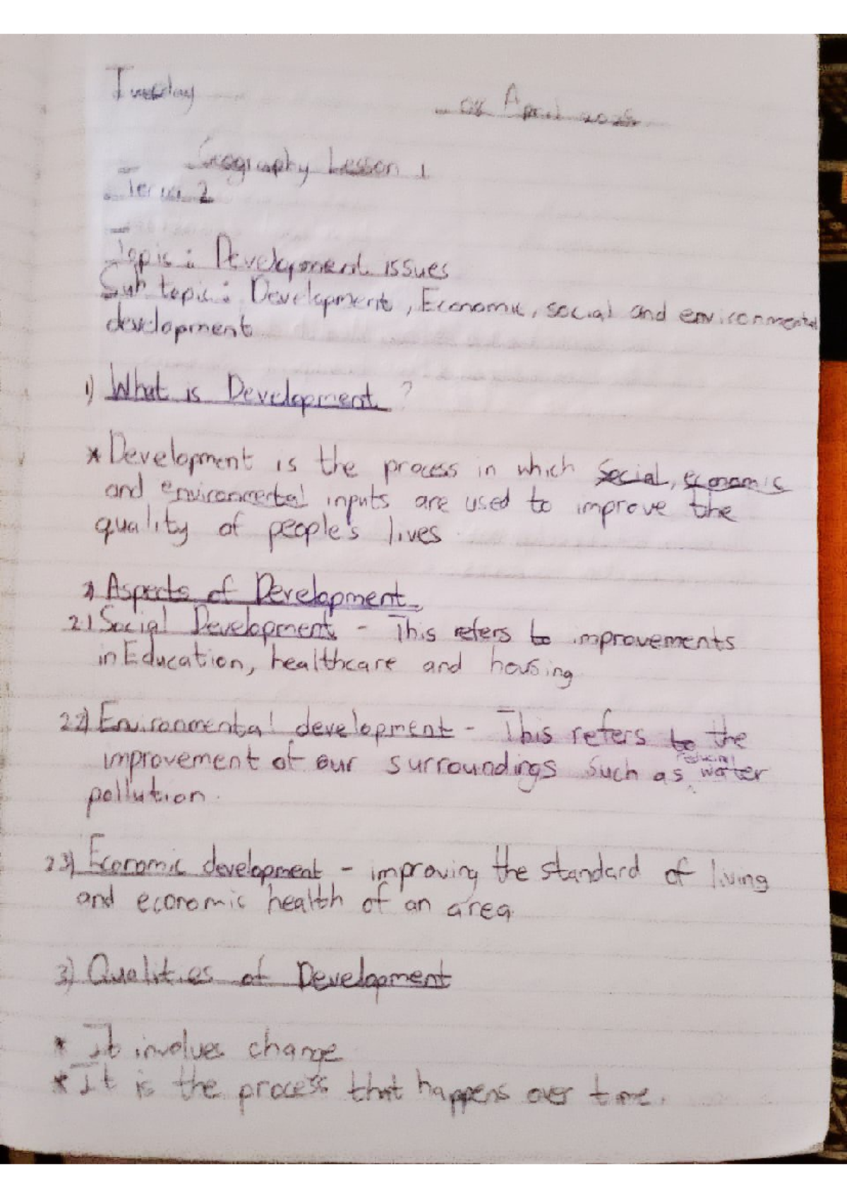 Term 2 Geography Lesson 1: Understanding Development Issues - Studocu