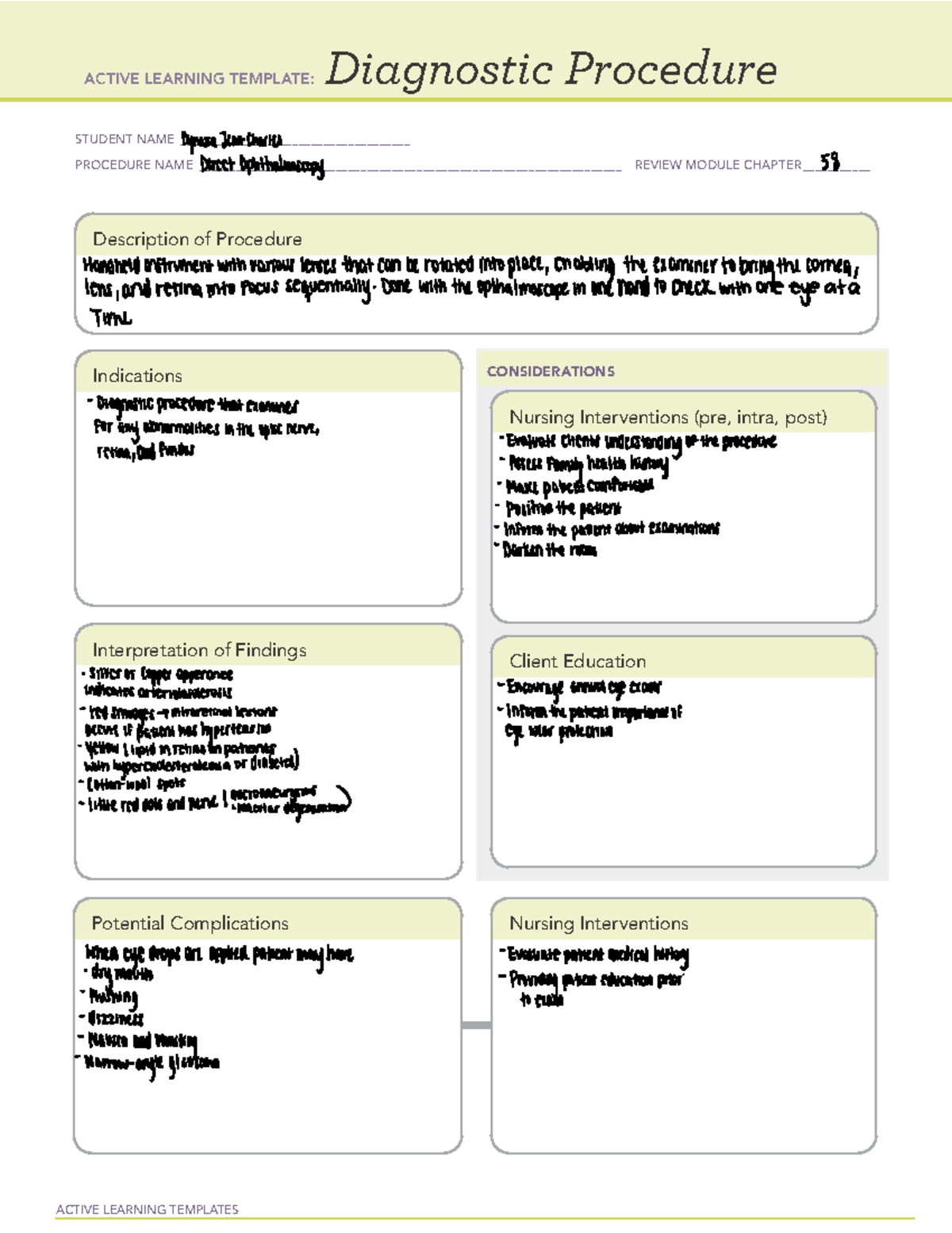 Direct Ophthalmoscopy: Active Learning Template on Procedures (11191 ...