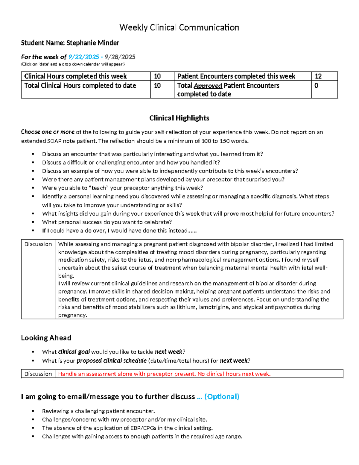 NU674 Week 4 Clinical Communication Reflection by Stephanie Minder ...