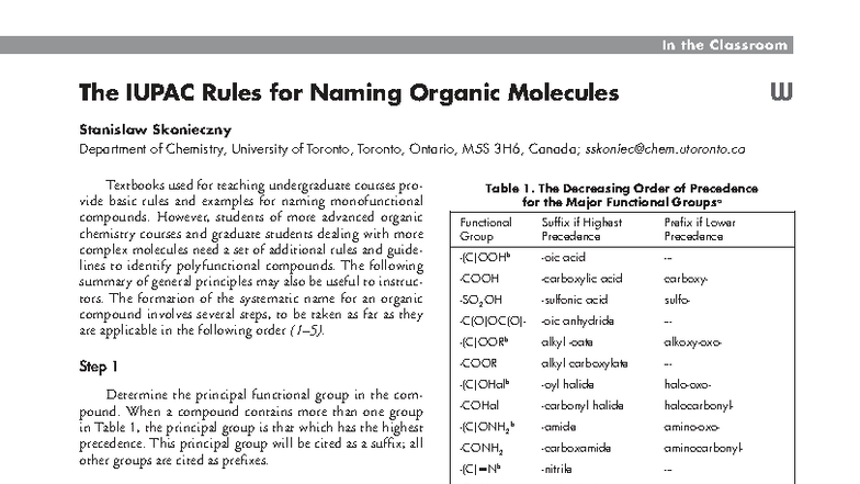IUPAC Rules for Naming Organic Molecules: A Comprehensive Guide - Studocu