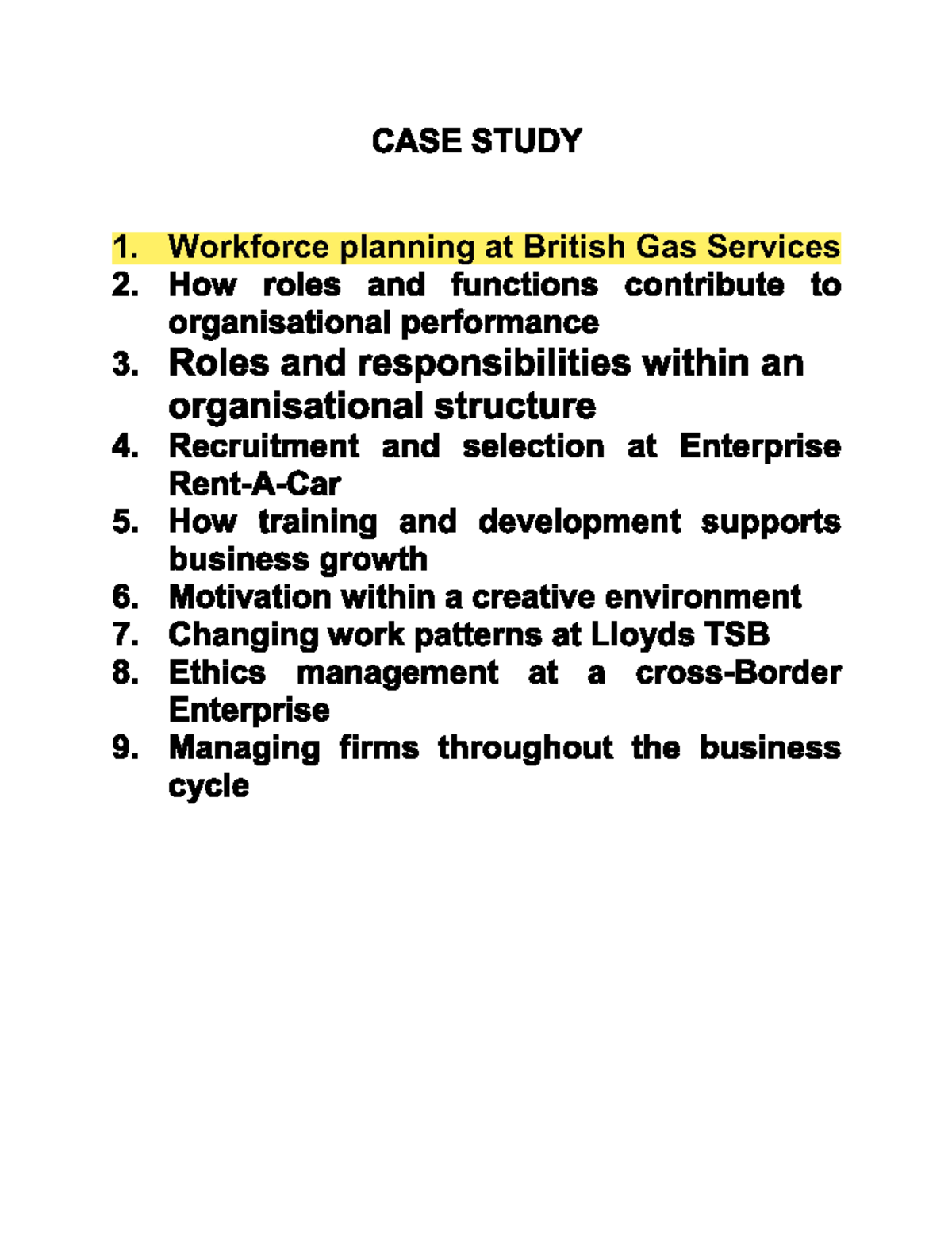 Case study Workforce planning at British Gas Services - CASE STUDY 1 ...