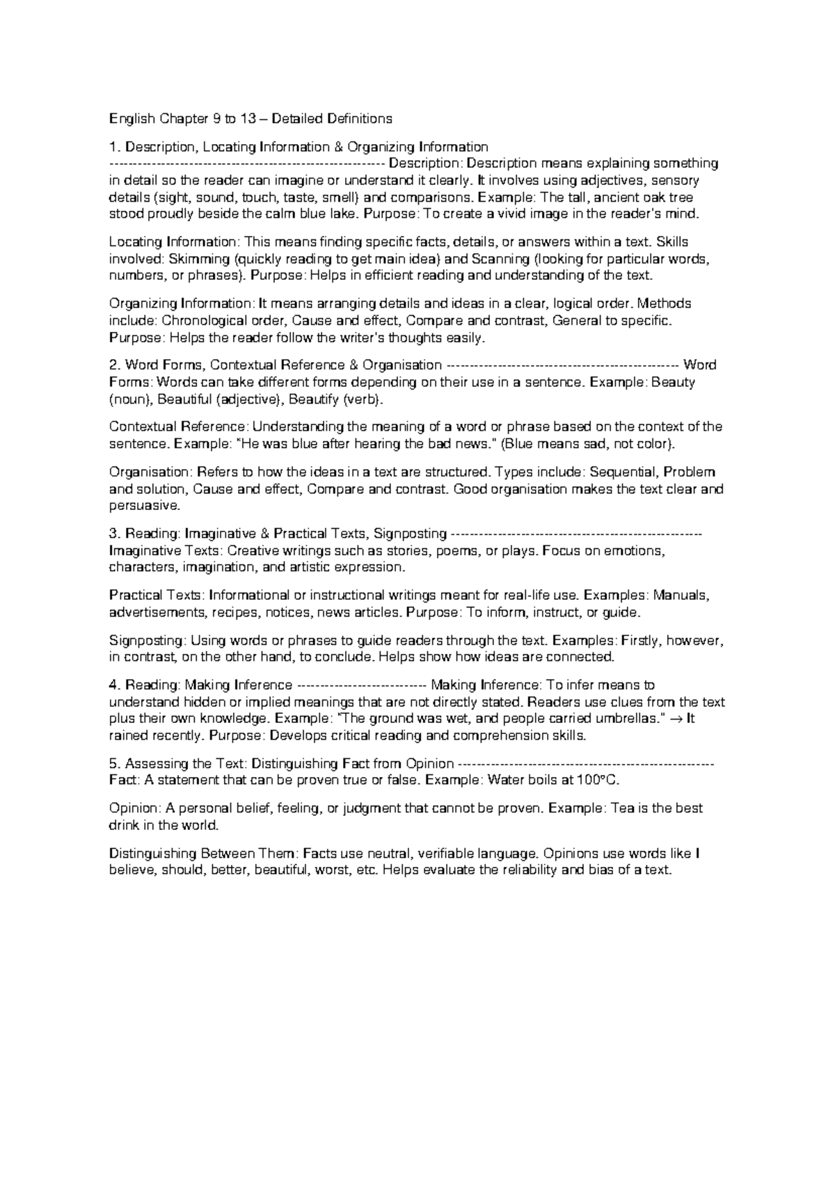 English Chapters 9-13: Key Definitions and Concepts - Studocu