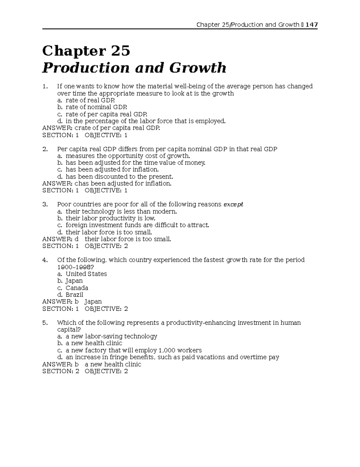 Chapter 25 - MANKIW - Chapter 25/Production and Growth 147 Chapter 25 ...