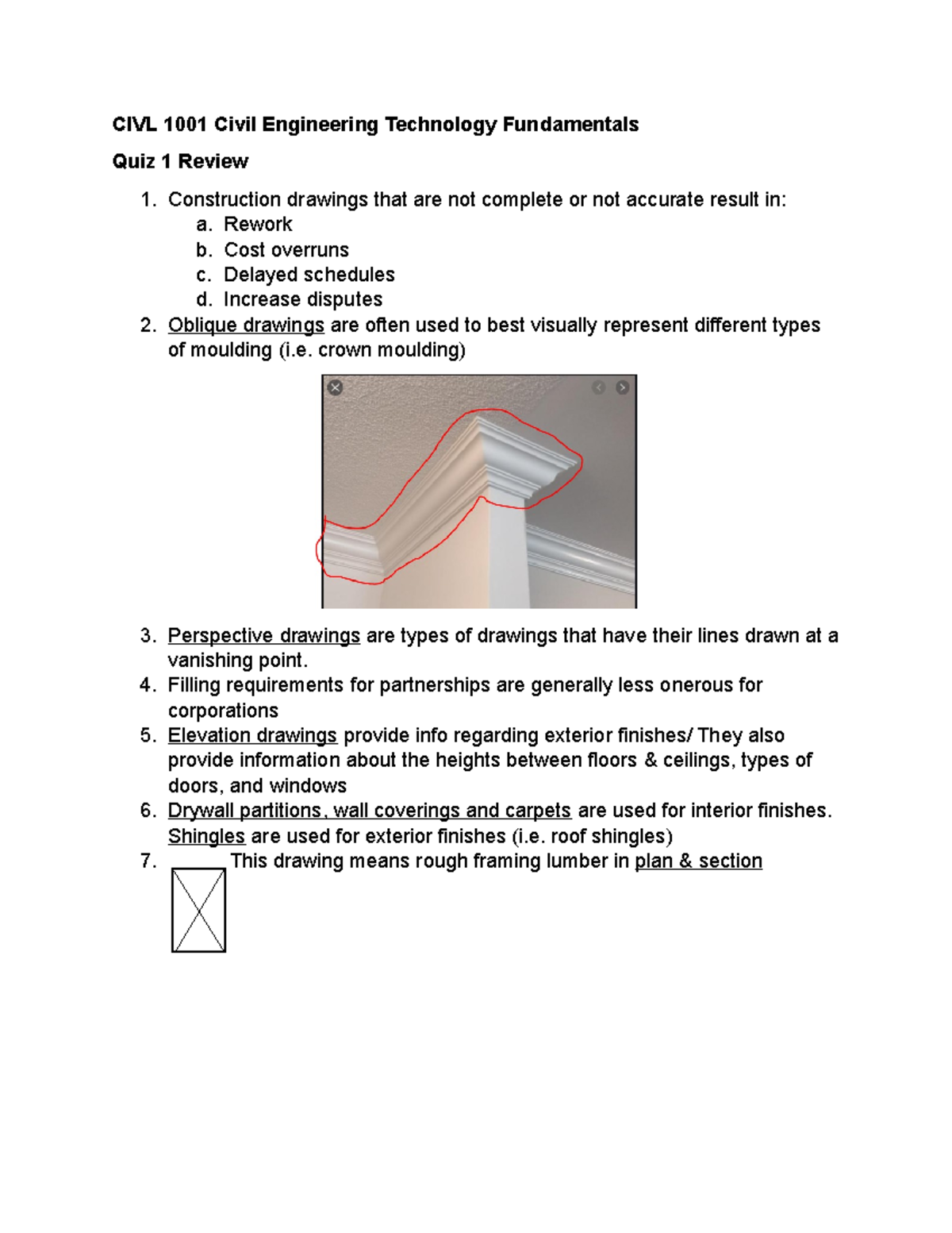 CIVL 1001 Quiz 1 Review: Key Concepts in Civil Engineering Tech - Studocu