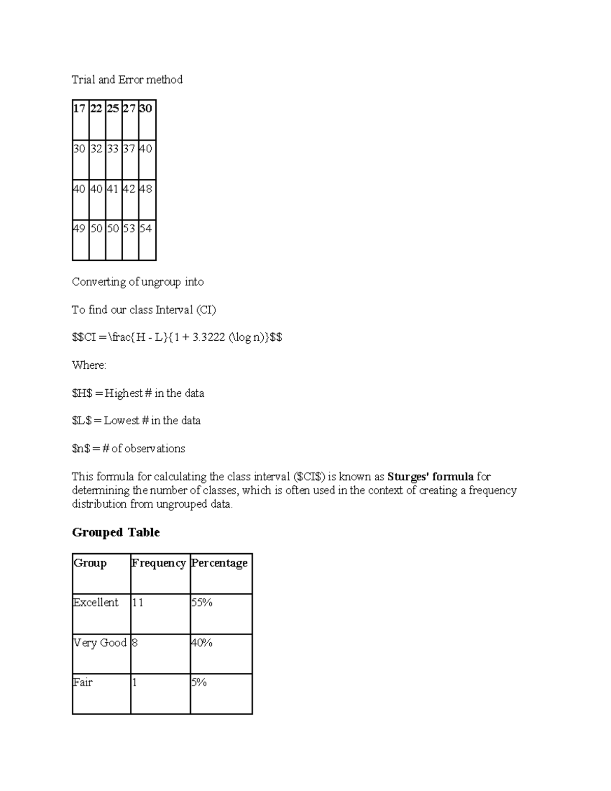 Descriptive Statistics: Class Interval Calculation & Frequency ...